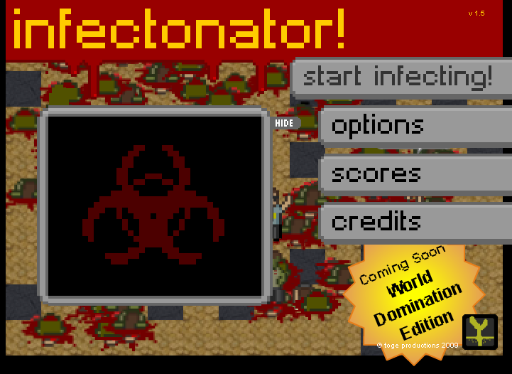 Infectonator original game menu artwork